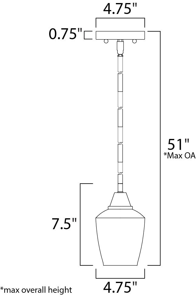 Goblet 1-Light Mini Pendant dimensions diagram