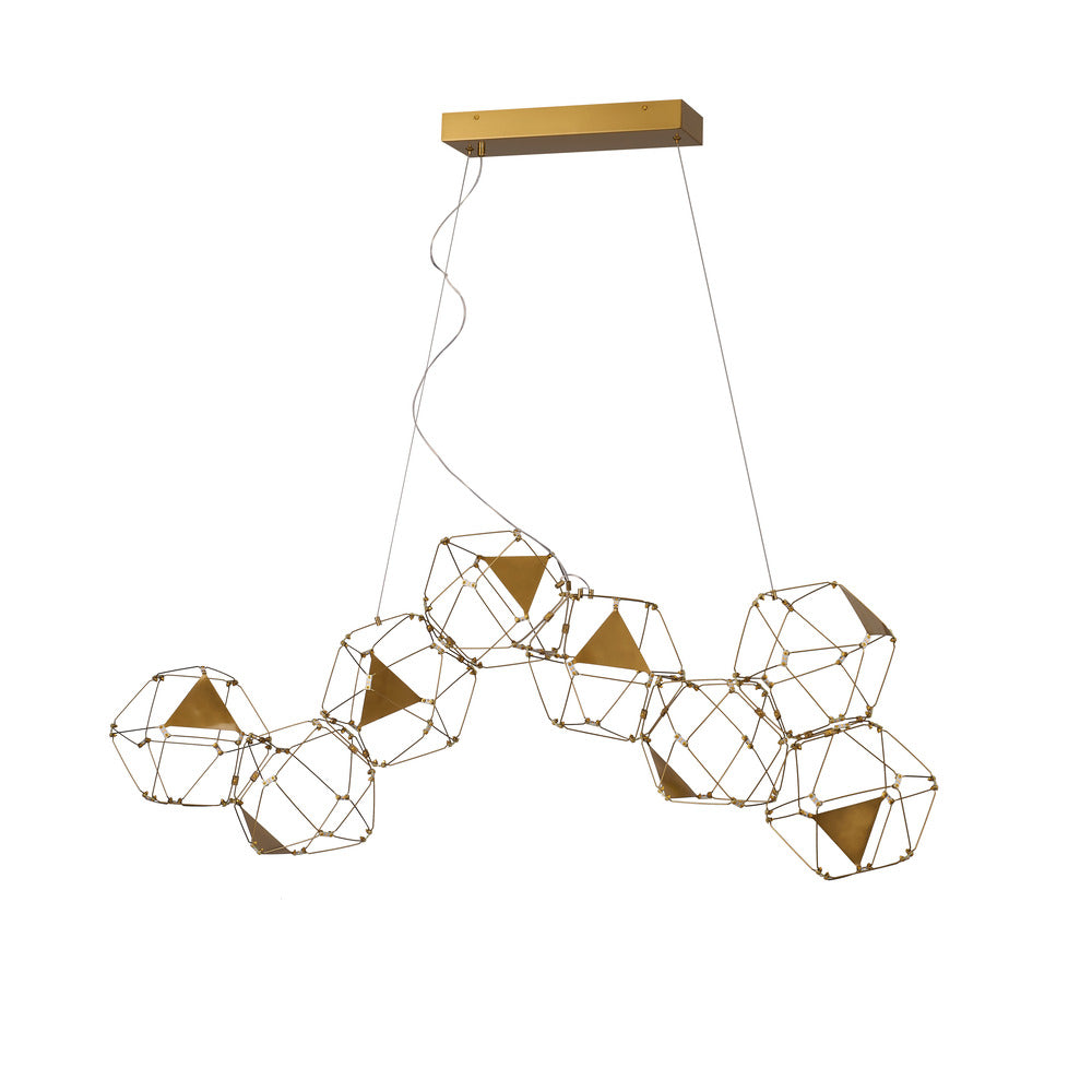 Cube LED Chandelier in Gold by Avista