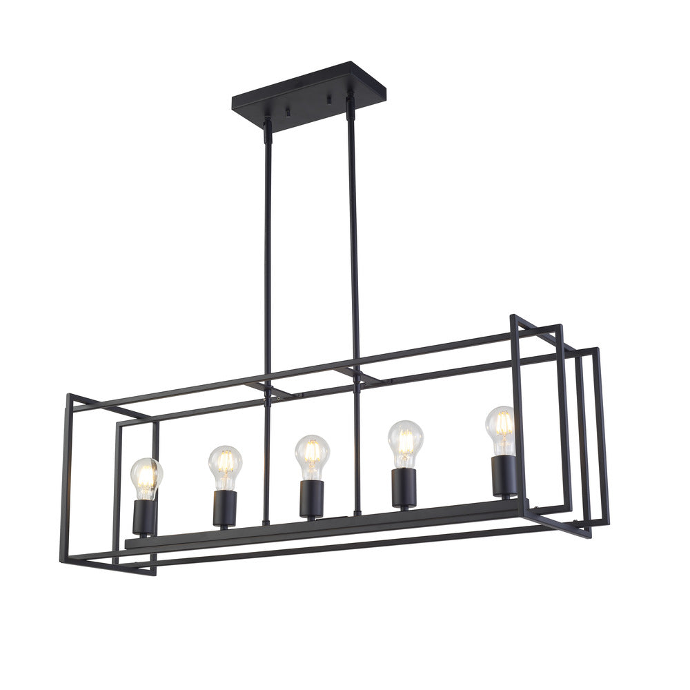 Korson 5-Light Linear Pendant in Black by Avista