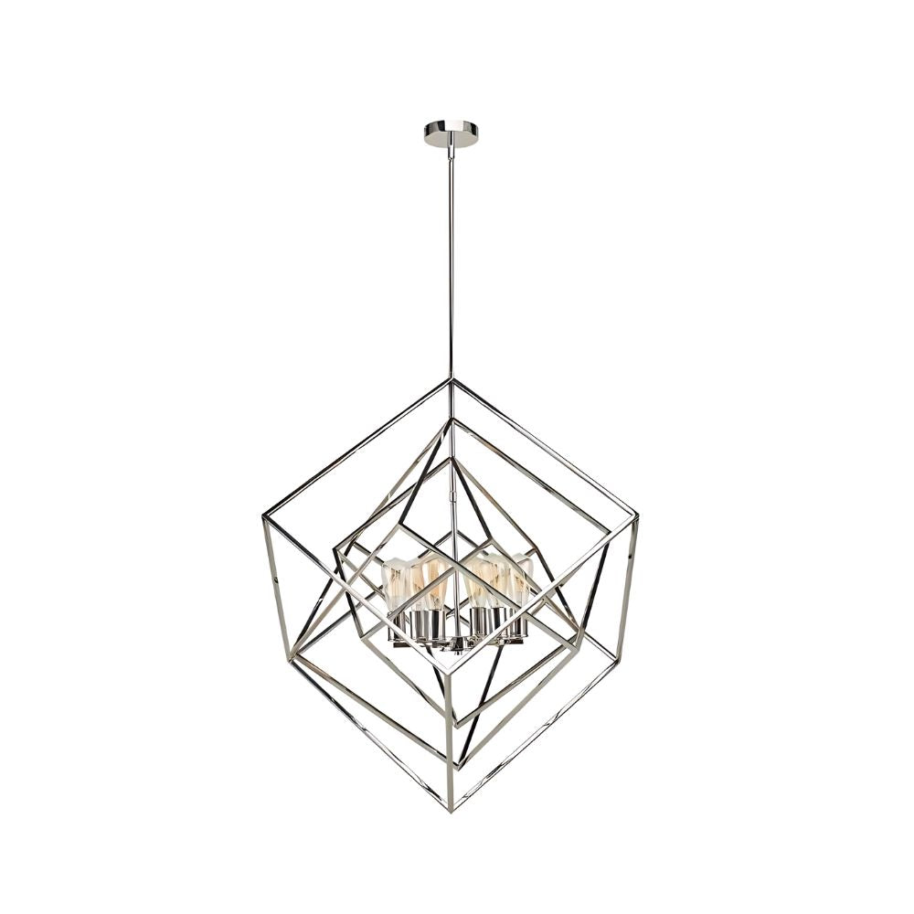 Geometric Chandelier in Polished Nickel by Avista