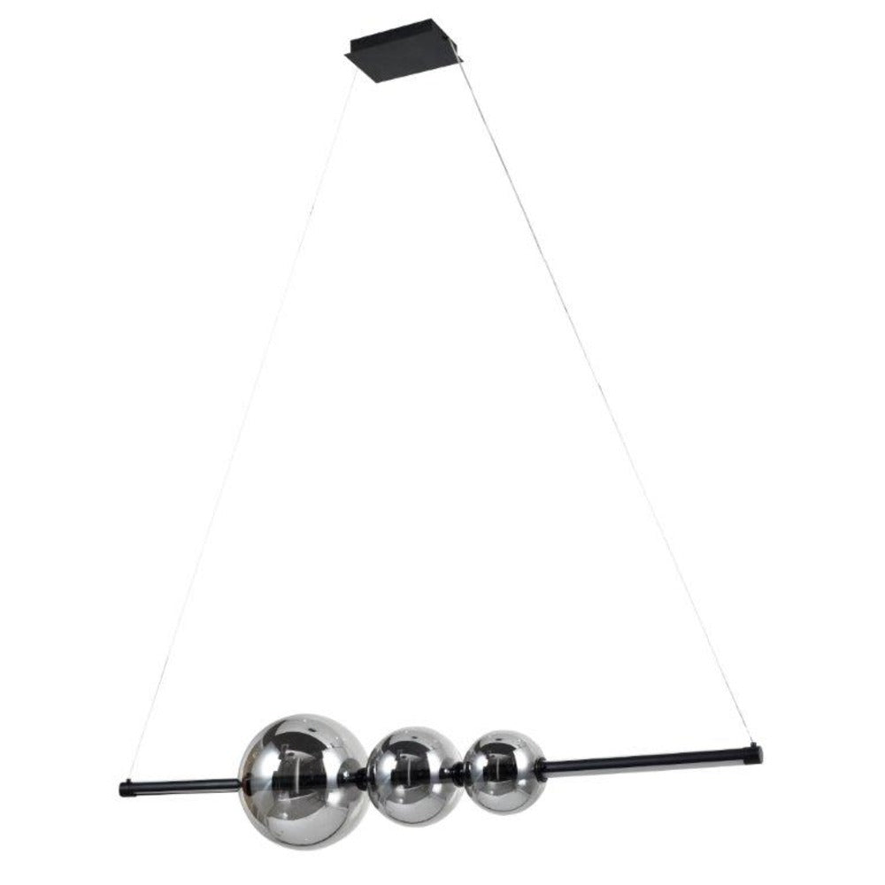Globe LED Chandelier in Black with Smoked Glass by Avista