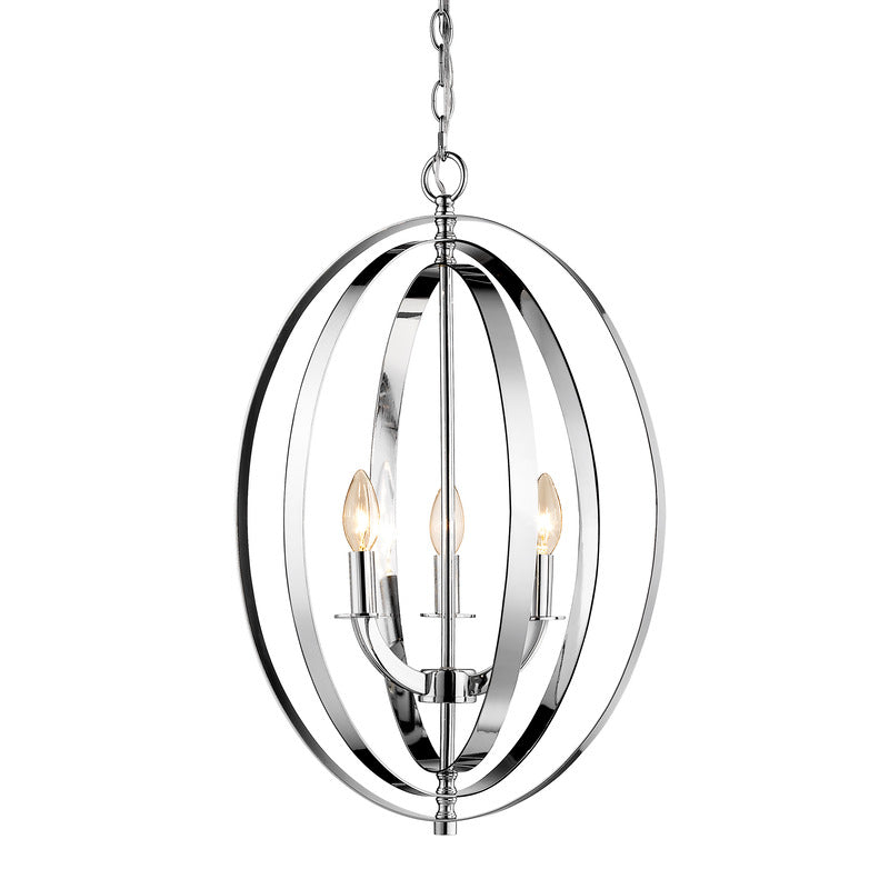 Chrome Oval Orb Light Fixture with Candle Light by Bethel