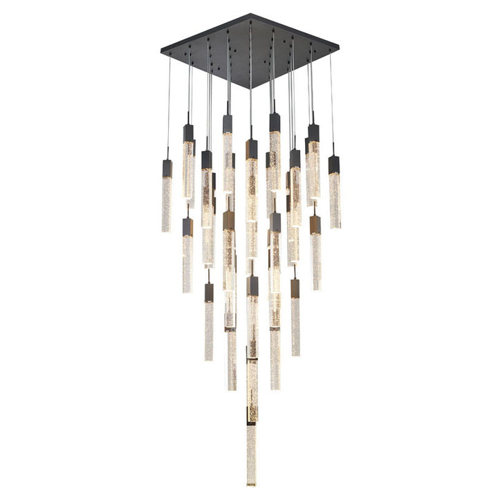 Flushed Frame Chandelier with Hanging Clear Block Bubble Crystals by Bethel - view 17