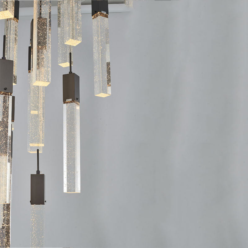 Flushed Frame Chandelier with Hanging Clear Block Bubble Crystals by Bethel - view 18