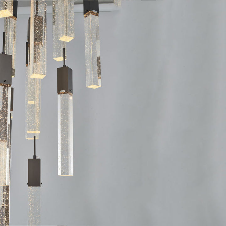 Flushed Frame Chandelier with Hanging Clear Block Bubble Crystals by Bethel - view 18