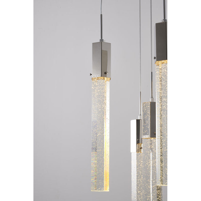 Frame Chandelier with Clear Hexagon Bubble Crystal Hanging Pendants by Bethel - view 10