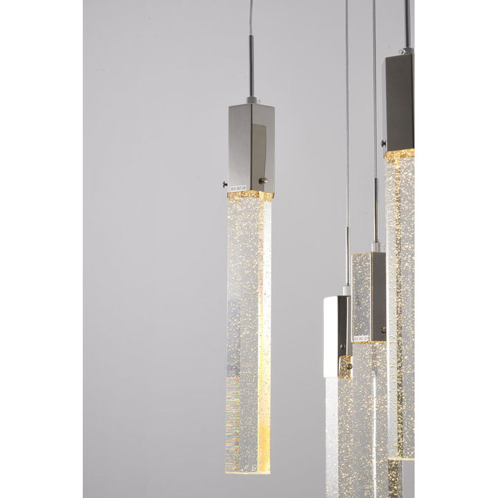 Frame Chandelier with Clear Hexagon Bubble Crystal Hanging Pendants by Bethel - view 10