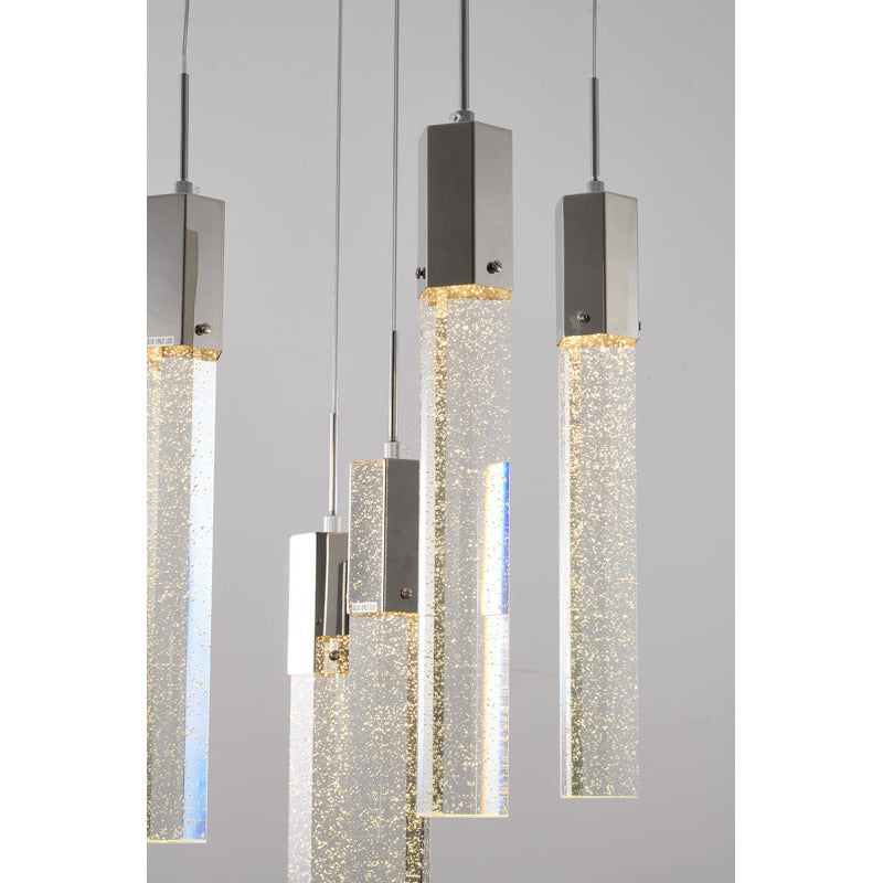 Frame Chandelier with Clear Hexagon Bubble Crystal Hanging Pendants by Bethel - view 12