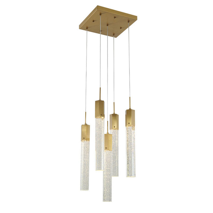 Frame Chandelier with Clear Hexagon Bubble Crystal Hanging Pendants in Gold by Bethel