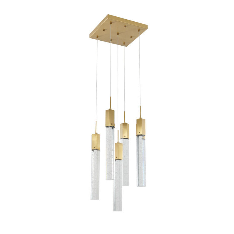Frame Chandelier with Clear Hexagon Bubble Crystal Hanging Pendants by Bethel - view 19