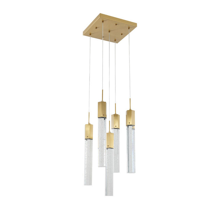 Frame Chandelier with Clear Hexagon Bubble Crystal Hanging Pendants by Bethel - view 19