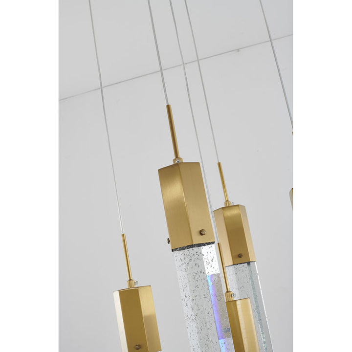 Frame Chandelier with Clear Hexagon Bubble Crystal Hanging Pendants by Bethel - view 20