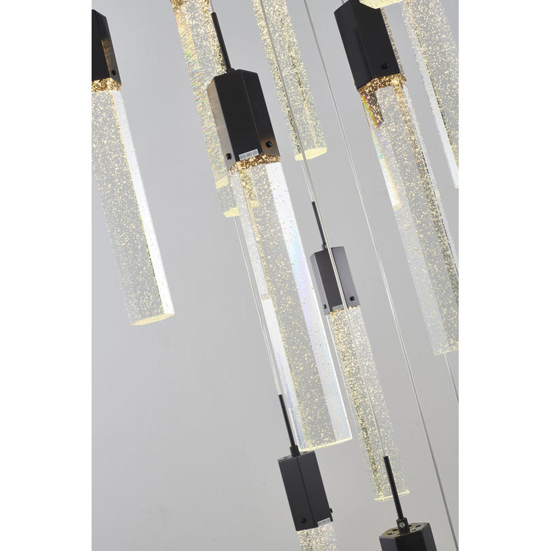 Flushed Frame Chandelier with Clear Hexagon Bubble Crystal Hanging Pendants by Bethel - view 2