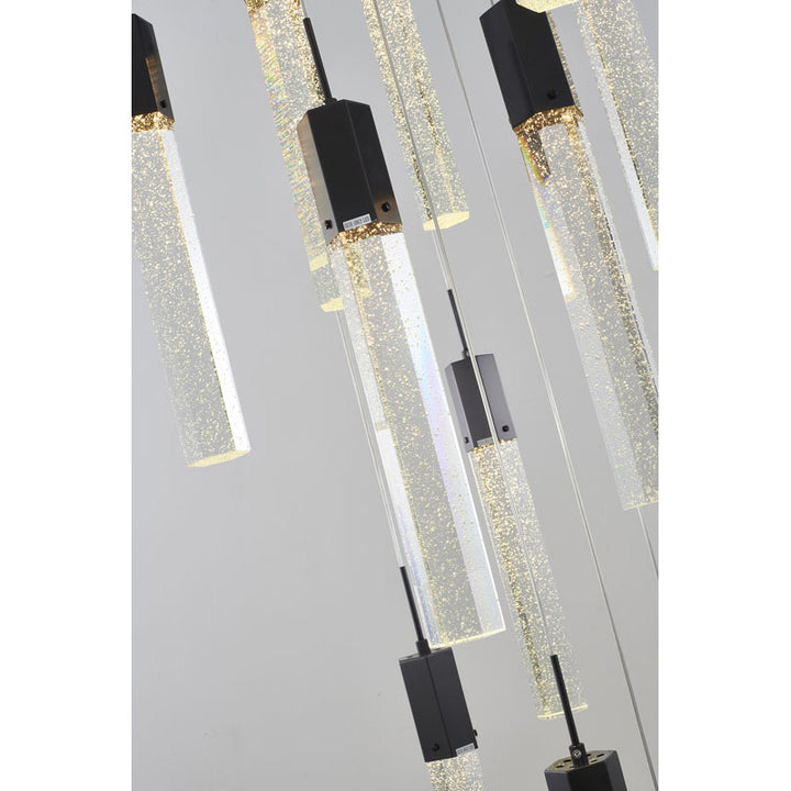 Flushed Frame Chandelier with Clear Hexagon Bubble Crystal Hanging Pendants by Bethel - view 2