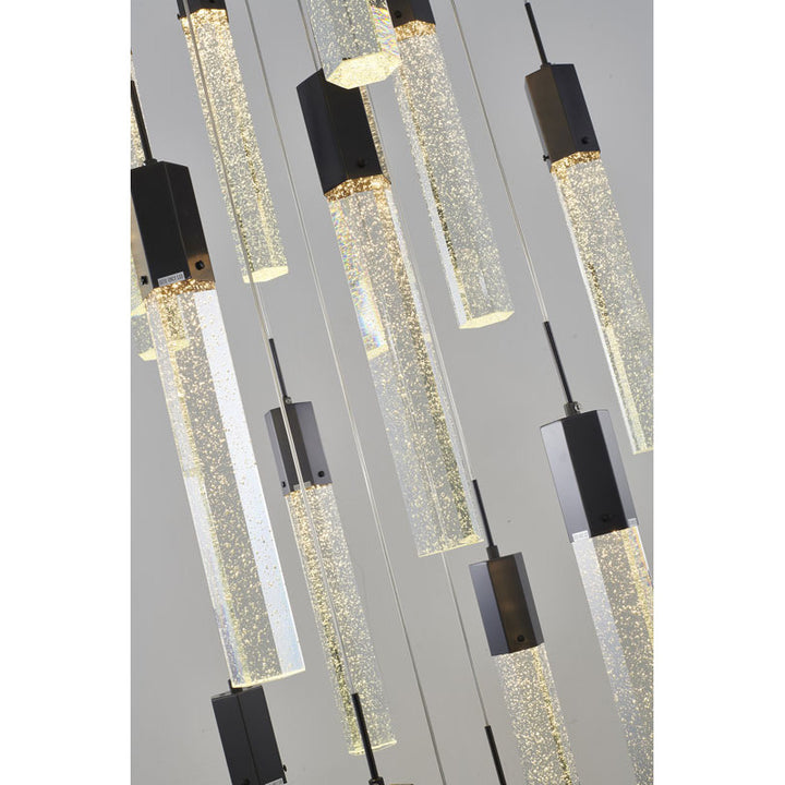 Flushed Frame Chandelier with Clear Hexagon Bubble Crystal Hanging Pendants by Bethel - view 4