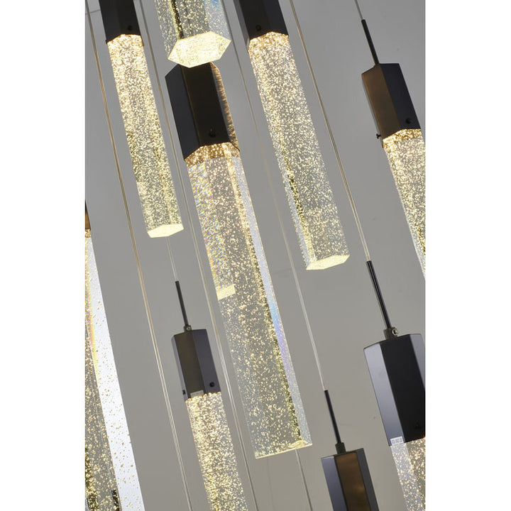 Flushed Frame Chandelier with Clear Hexagon Bubble Crystal Hanging Pendants by Bethel - view 5