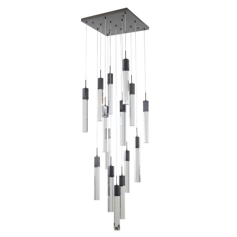 Flushed Frame Chandelier with Clear Hexagon Bubble Crystal Hanging Pendants by Bethel - view 8