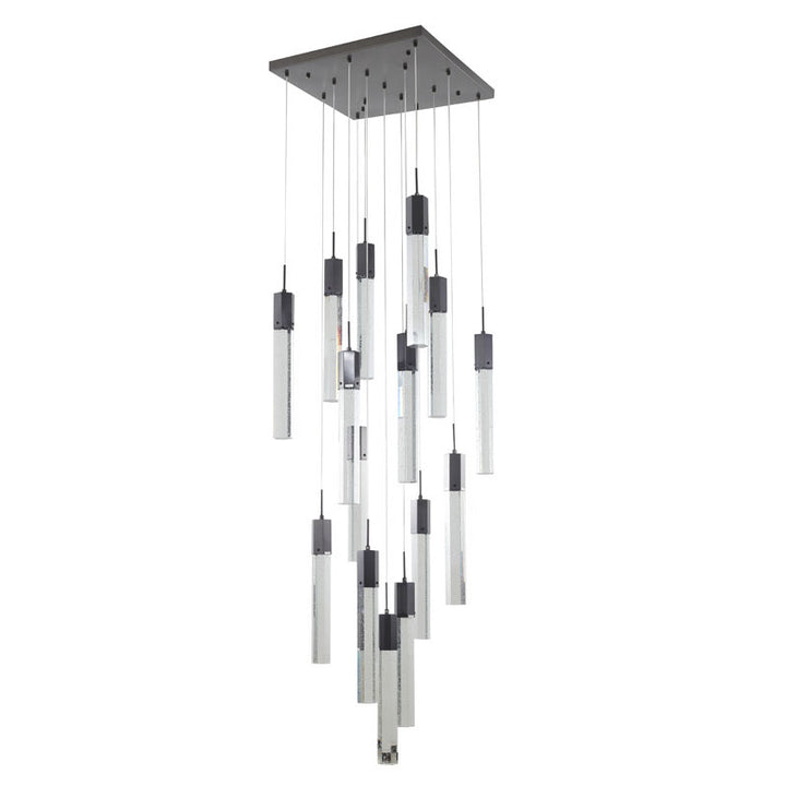 Flushed Frame Chandelier with Clear Hexagon Bubble Crystal Hanging Pendants by Bethel - view 8