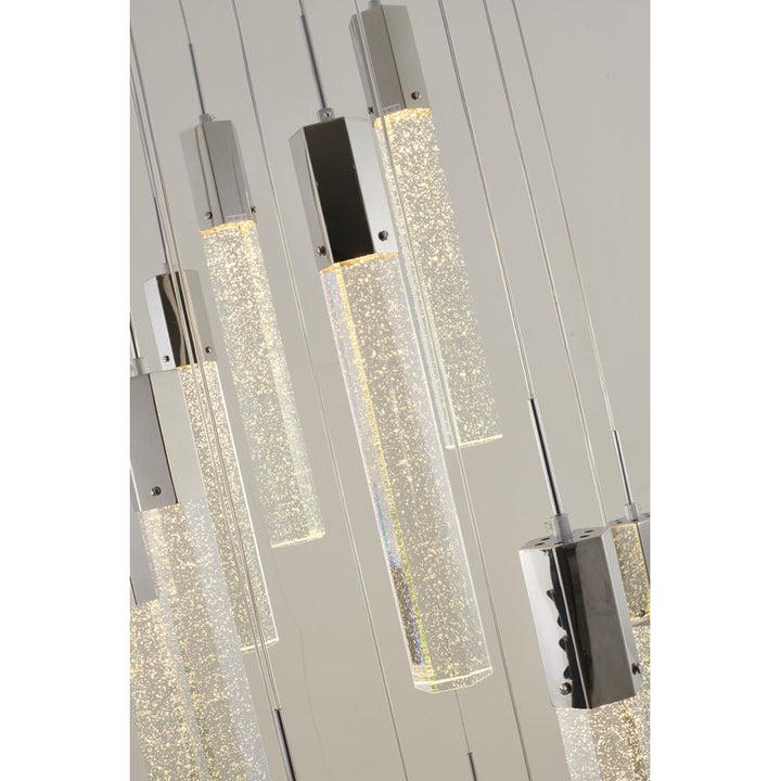 Flushed Frame Chandelier with Clear Hexagon Bubble Crystal Hanging Pendants by Bethel - view 13