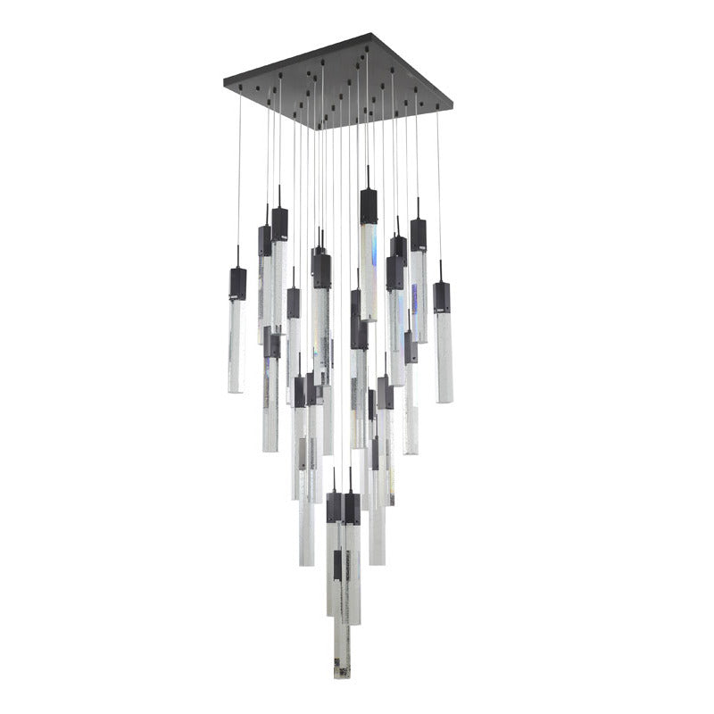 Flushed Frame Chandelier with Clear Hexagon Bubble Crystal Hanging Pendants by Bethel - view 23
