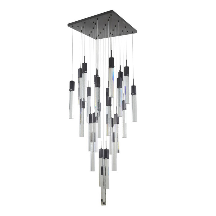 Flushed Frame Chandelier with Clear Hexagon Bubble Crystal Hanging Pendants by Bethel - view 23