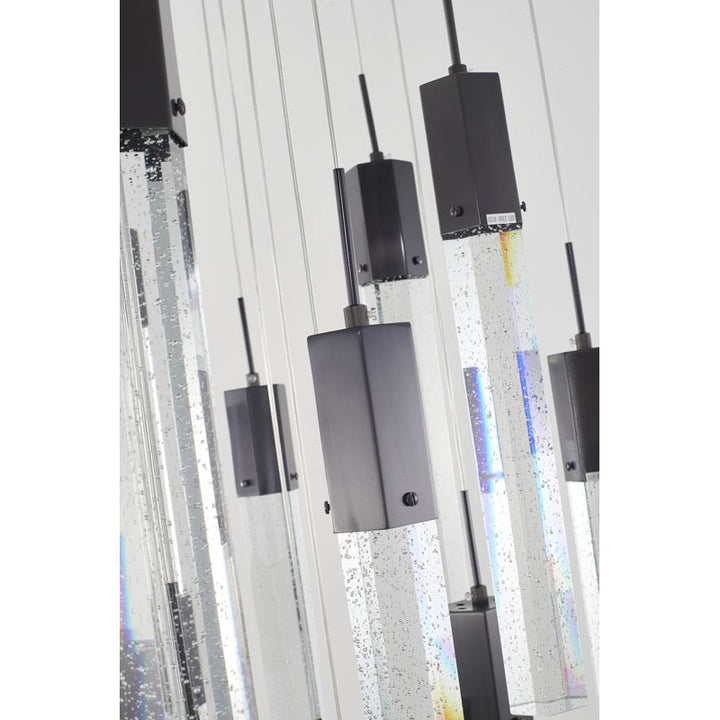 Flushed Frame Chandelier with Clear Hexagon Bubble Crystal Hanging Pendants by Bethel - view 24