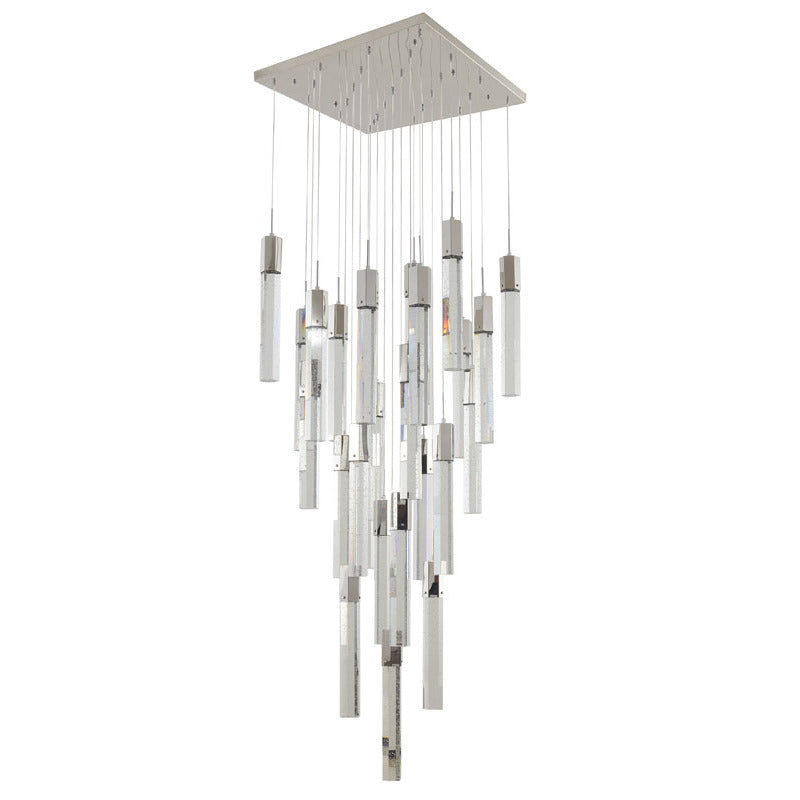 Flushed Frame Chandelier with Clear Hexagon Bubble Crystal Hanging Pendants by Bethel - view 29