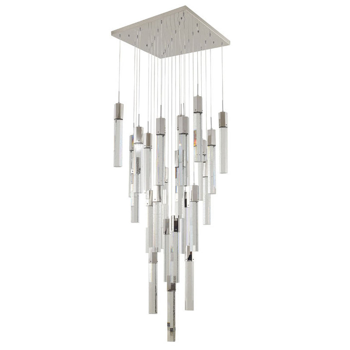 Flushed Frame Chandelier with Clear Hexagon Bubble Crystal Hanging Pendants by Bethel - view 29