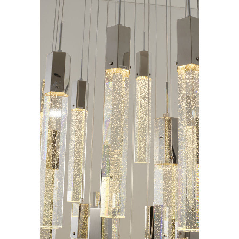 Flushed Frame Chandelier with Clear Hexagon Bubble Crystal Hanging Pendants by Bethel - view 30