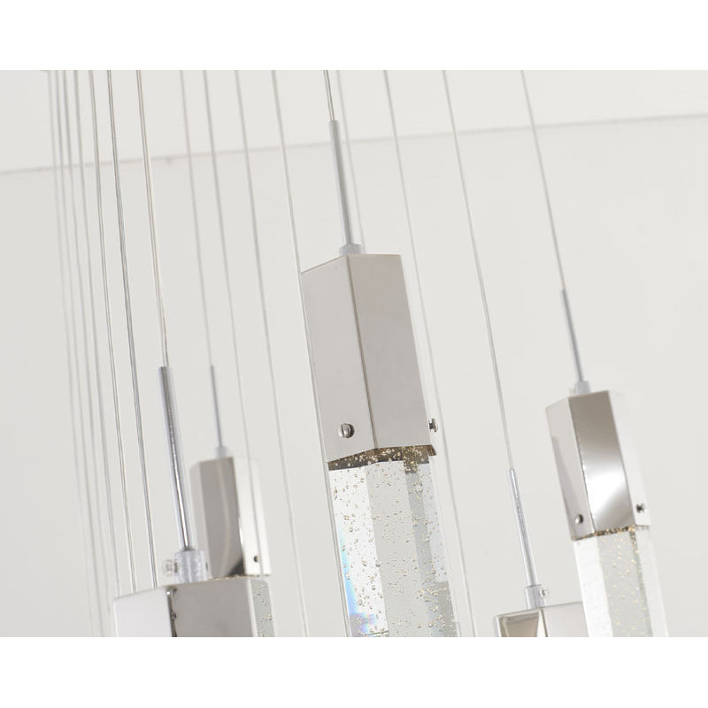 Flushed Frame Chandelier with Clear Hexagon Bubble Crystal Hanging Pendants by Bethel - view 31