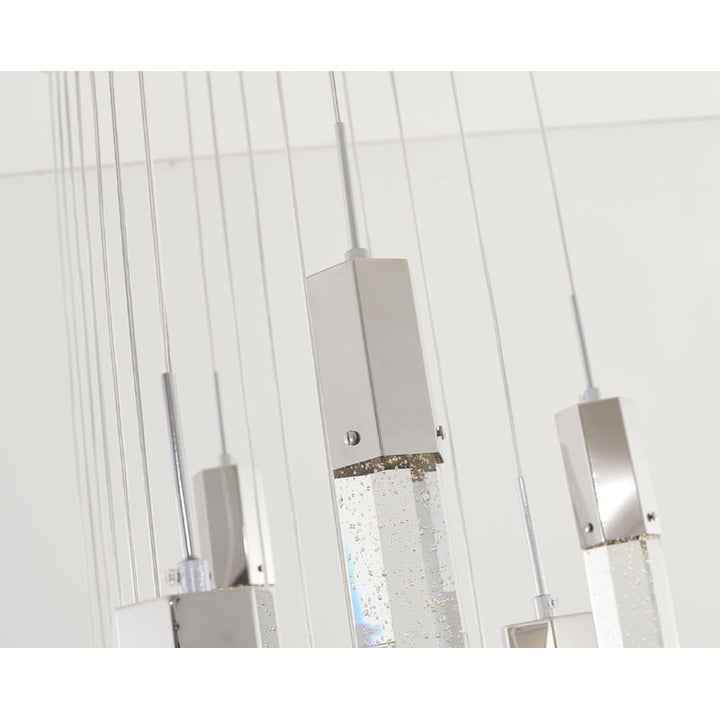 Flushed Frame Chandelier with Clear Hexagon Bubble Crystal Hanging Pendants by Bethel - view 31