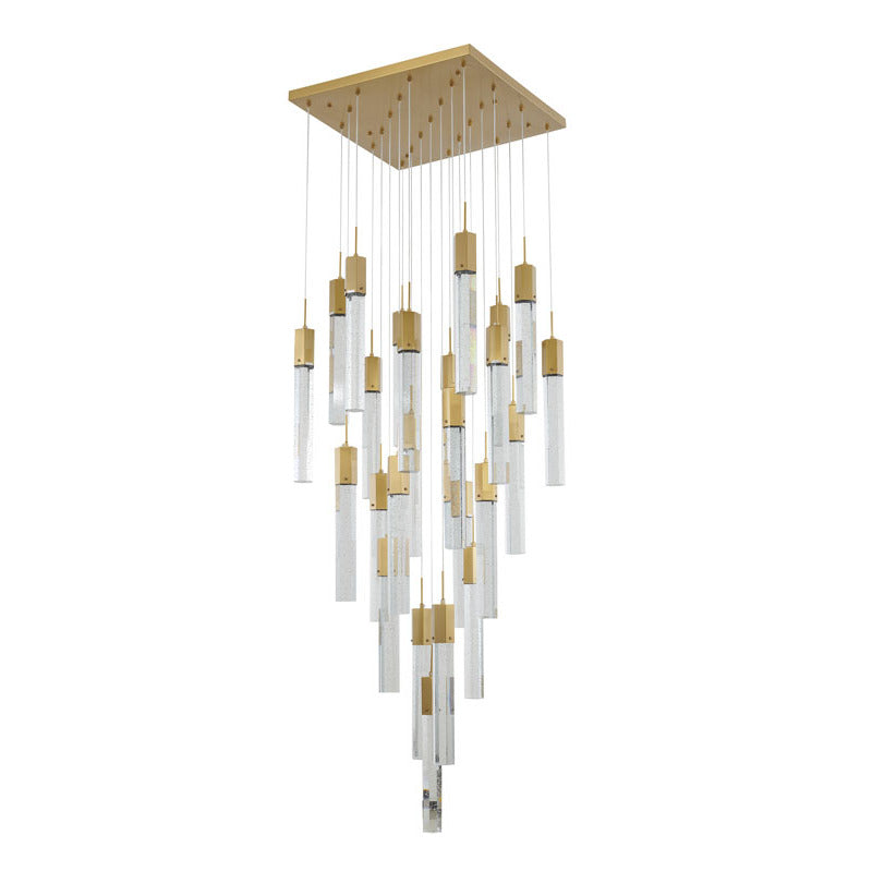 Flushed Frame Chandelier with Clear Hexagon Bubble Crystal Hanging Pendants by Bethel - view 36