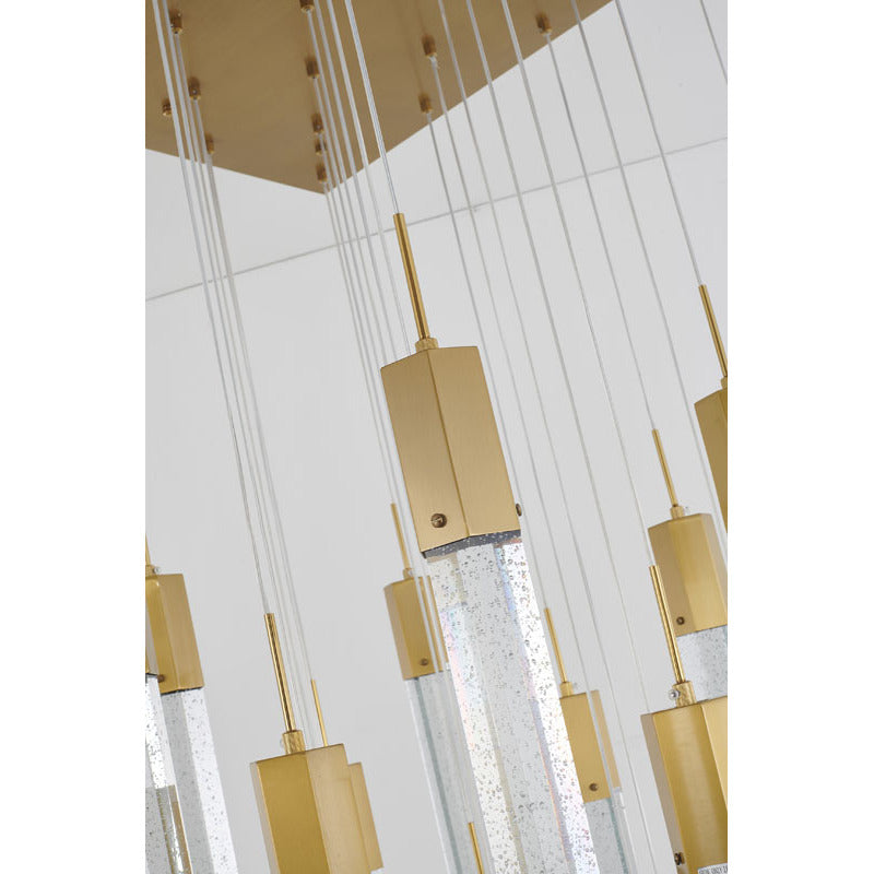 Flushed Frame Chandelier with Clear Hexagon Bubble Crystal Hanging Pendants by Bethel - view 37