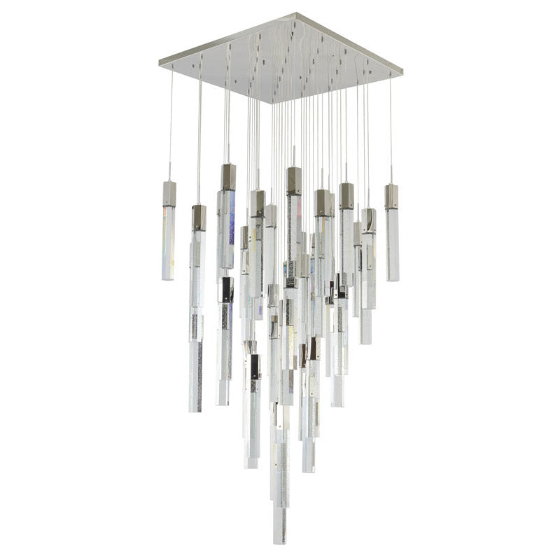 Metal Flushed Chandelier with Clear Hexagon Bubble Crystal Hanging Pendants by Bethel - view 7