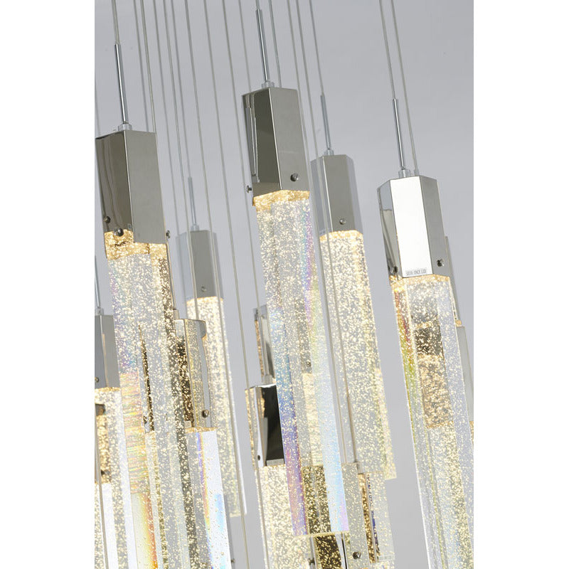 Metal Flushed Chandelier with Clear Hexagon Bubble Crystal Hanging Pendants by Bethel - view 8