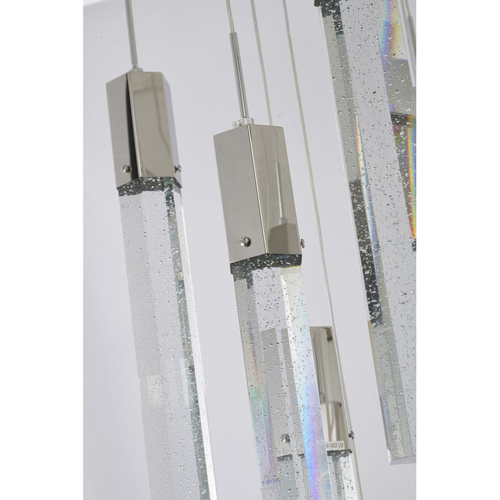 Metal Flushed Chandelier with Clear Hexagon Bubble Crystal Hanging Pendants by Bethel - view 9