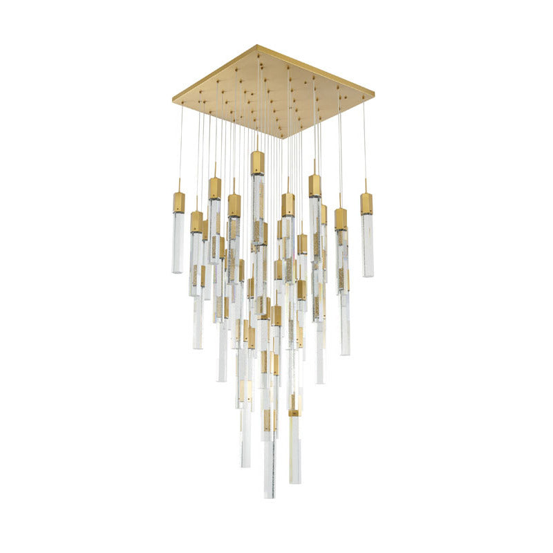 Metal Flushed Chandelier with Clear Hexagon Bubble Crystal Hanging Pendants by Bethel - view 14