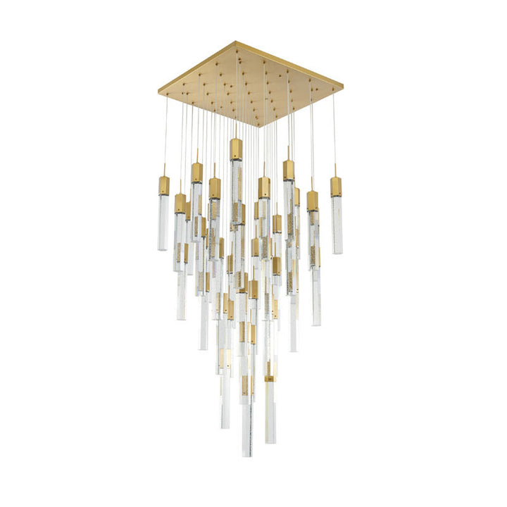 Metal Flushed Chandelier with Clear Hexagon Bubble Crystal Hanging Pendants by Bethel - view 14