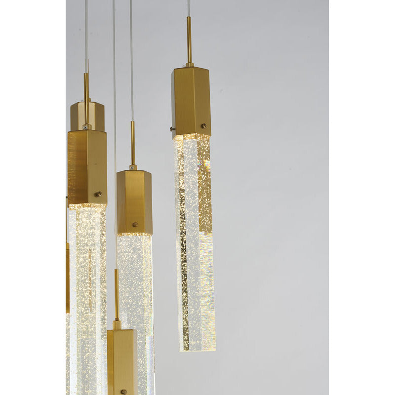 Metal Flushed Chandelier with Clear Hexagon Bubble Crystal Hanging Pendants by Bethel - view 15