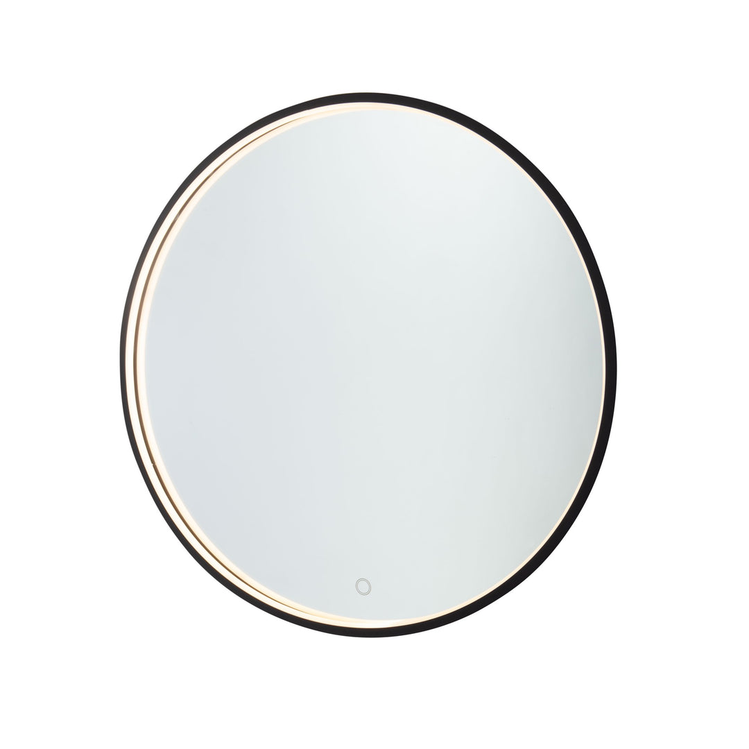 Reflections Round Matte Black LED Mirror