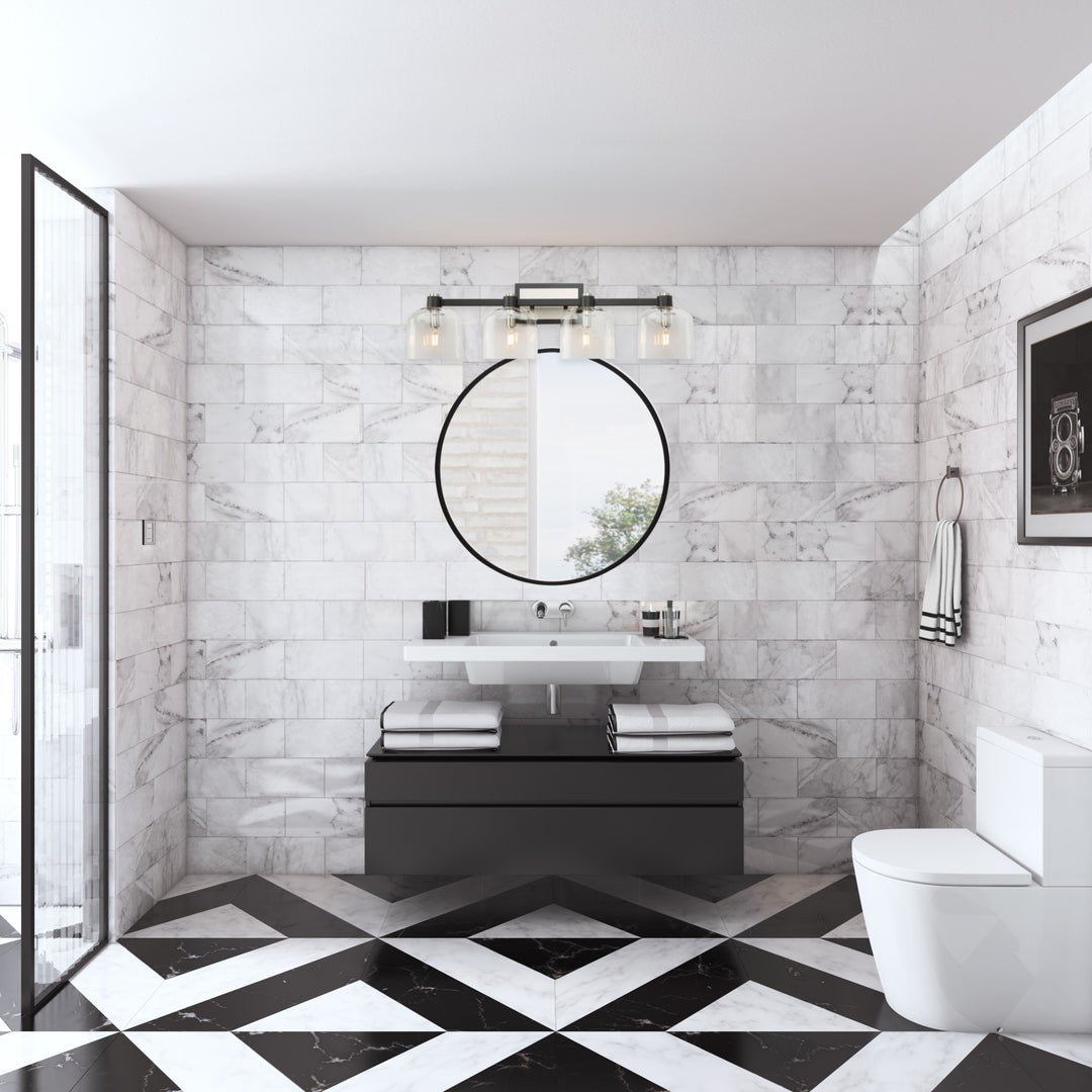 Reflections Round Matte Black LED Mirror