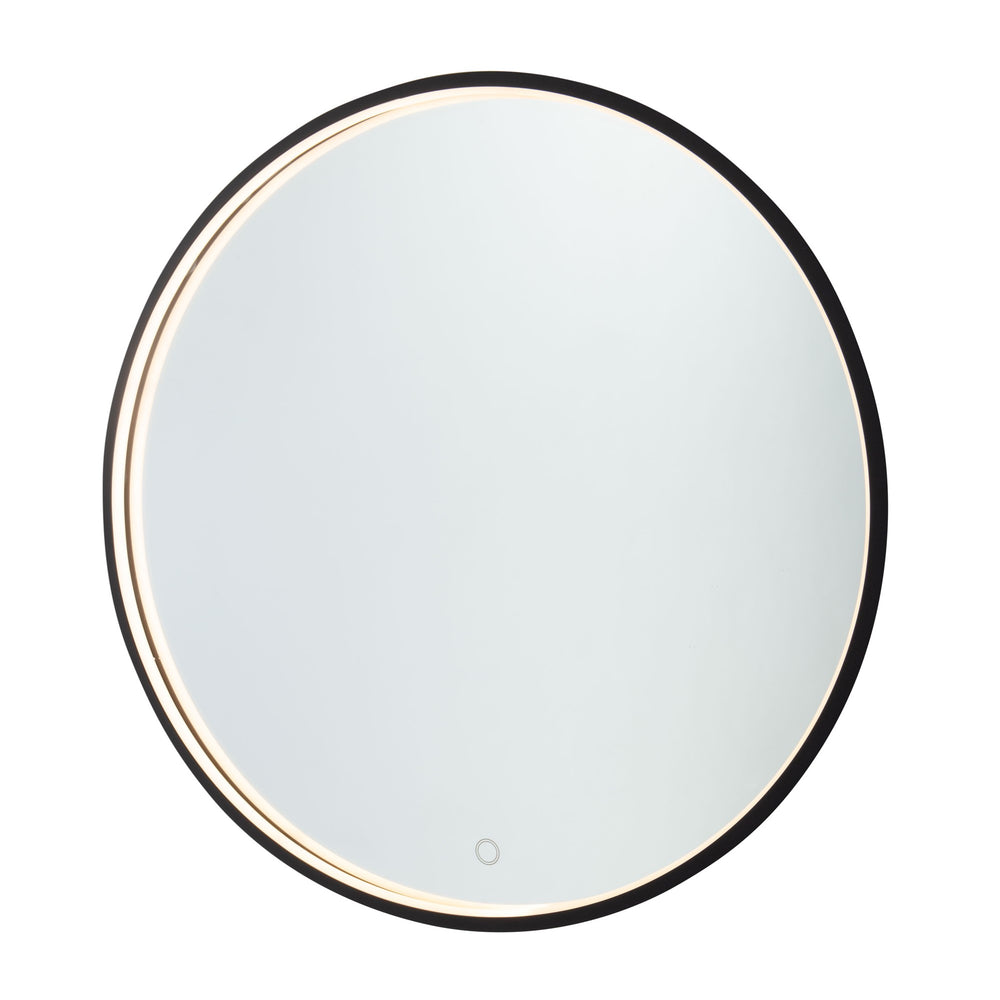 Reflections Round Matte Black LED Mirror