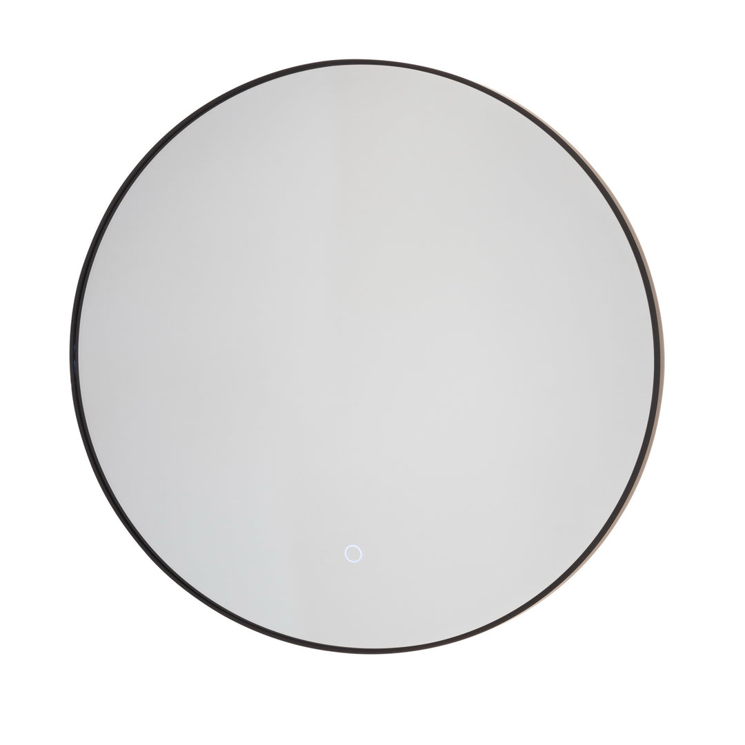Reflections Round Thin Frame Black LED Mirror