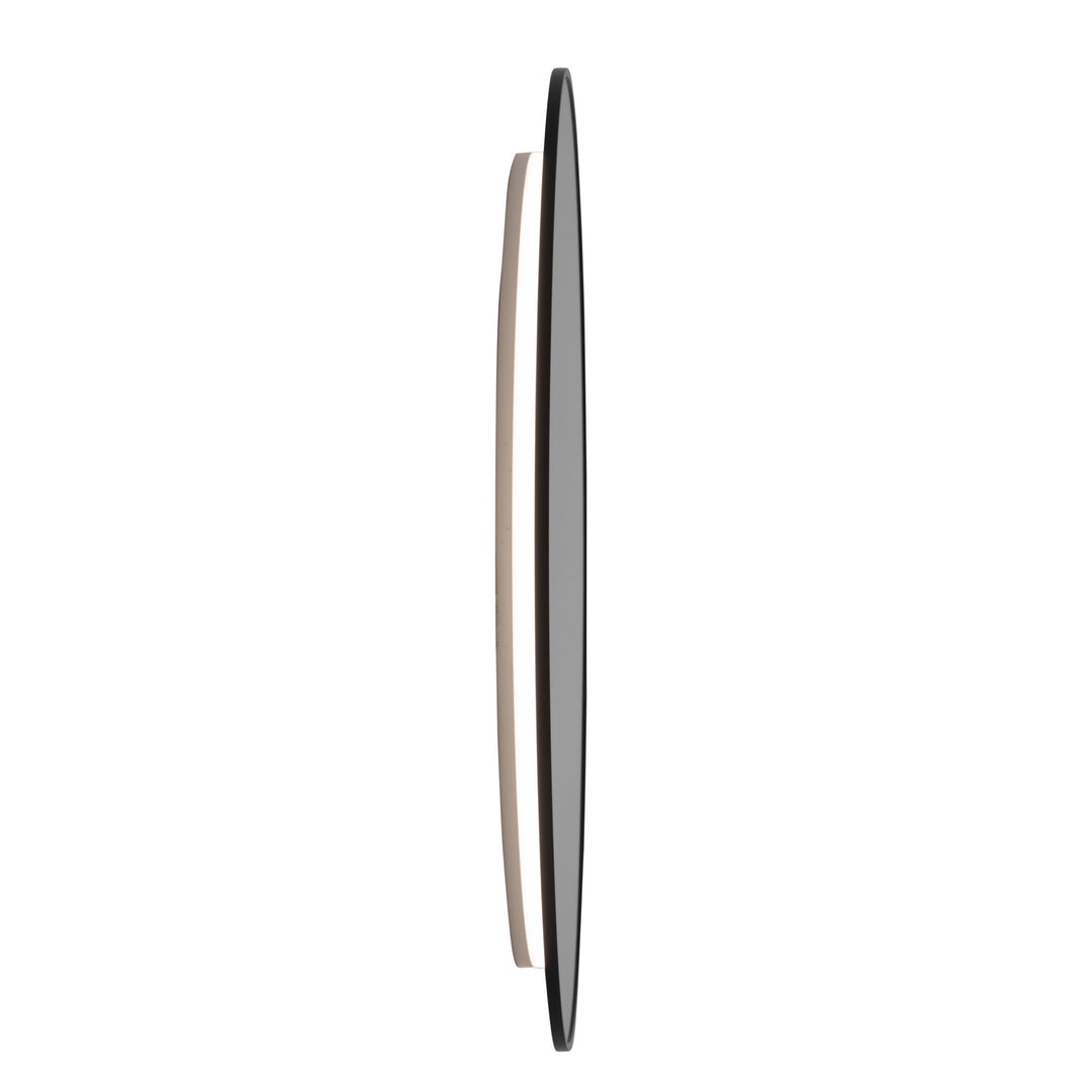 Reflections Round Thin Frame Black LED Mirror