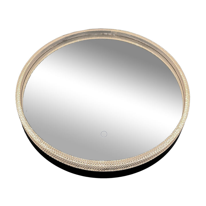 Reflections Round Crystalline Black LED Mirror