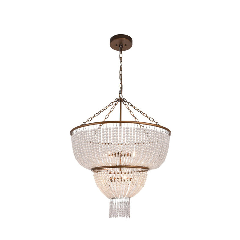 Bronze Two Tier Chandelier with Clear Crystals Beads by Bethel