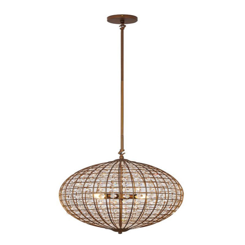 Bronze Sphere Orb Chandelier with Clear Crystals/beading and Gold Hardware by Bethel