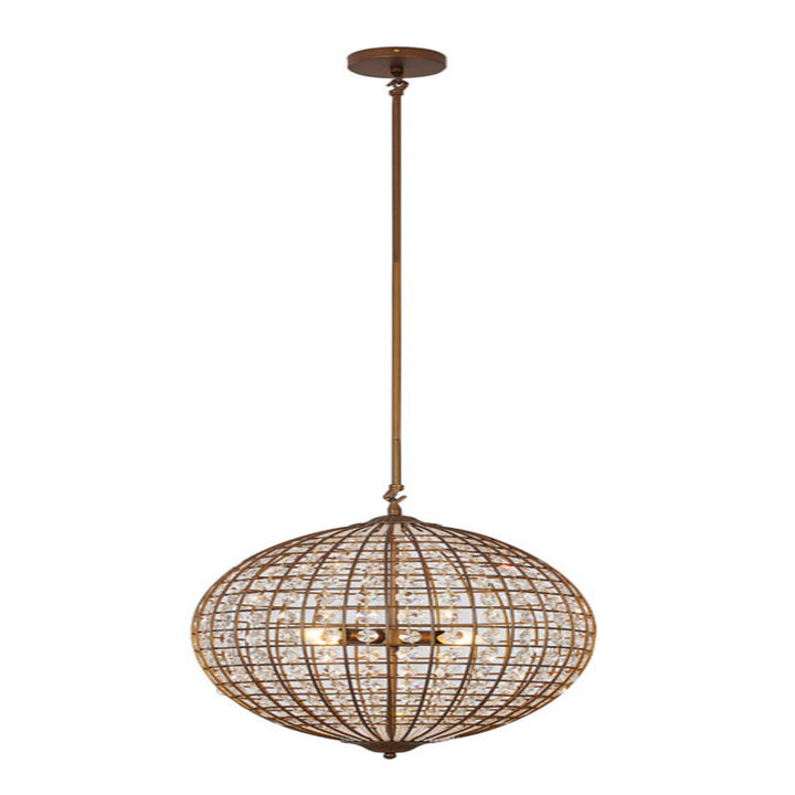 Bronze Sphere Orb Chandelier with Clear Crystals/beading and Gold Hardware by Bethel
