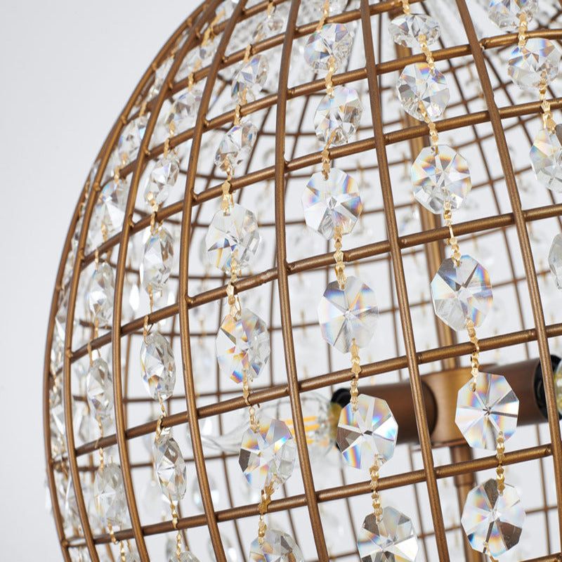 Bronze Sphere Orb Chandelier with Clear Crystals/beading and Gold Hardware by Bethel - view 3