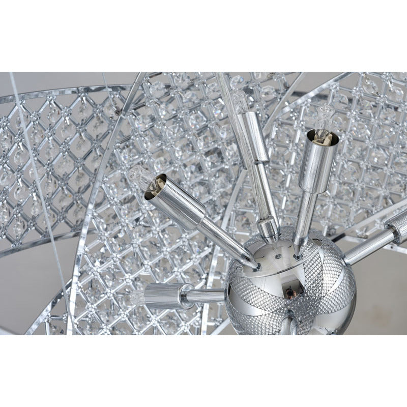 Chrome Triple Ring Clear Crystal Beaded Frame Chandelier by Bethel - view 3